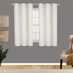 2 Panels Faux Linen Curtains Grommet Top Light Filtering Privacy Curtains