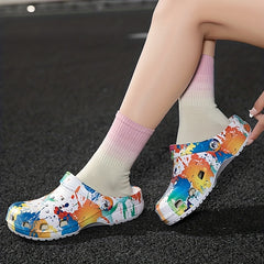 Women's Graffiti Pattern Clogs Casual Garden Shoes