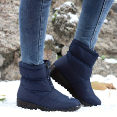 Women's Solid Snow Boots Front Zipper Platform Short Boots