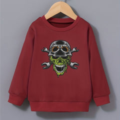 Boys Sweatshirt Helmet Skull Print Long Sleeve Pullover Top
