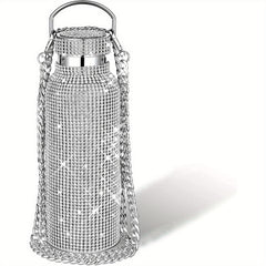 Rhinestone Stainless Steel Water Bottle with Chain