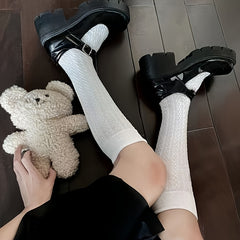 Solid Calf Socks Knee High Stockings & Hosiery
