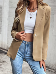 Solid Lapel Blazer Open Front Long Sleeve Work Office Outerwear