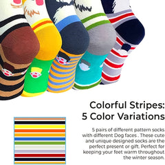 5 Pairs Dog Patterned Crew Socks Women's Stockings