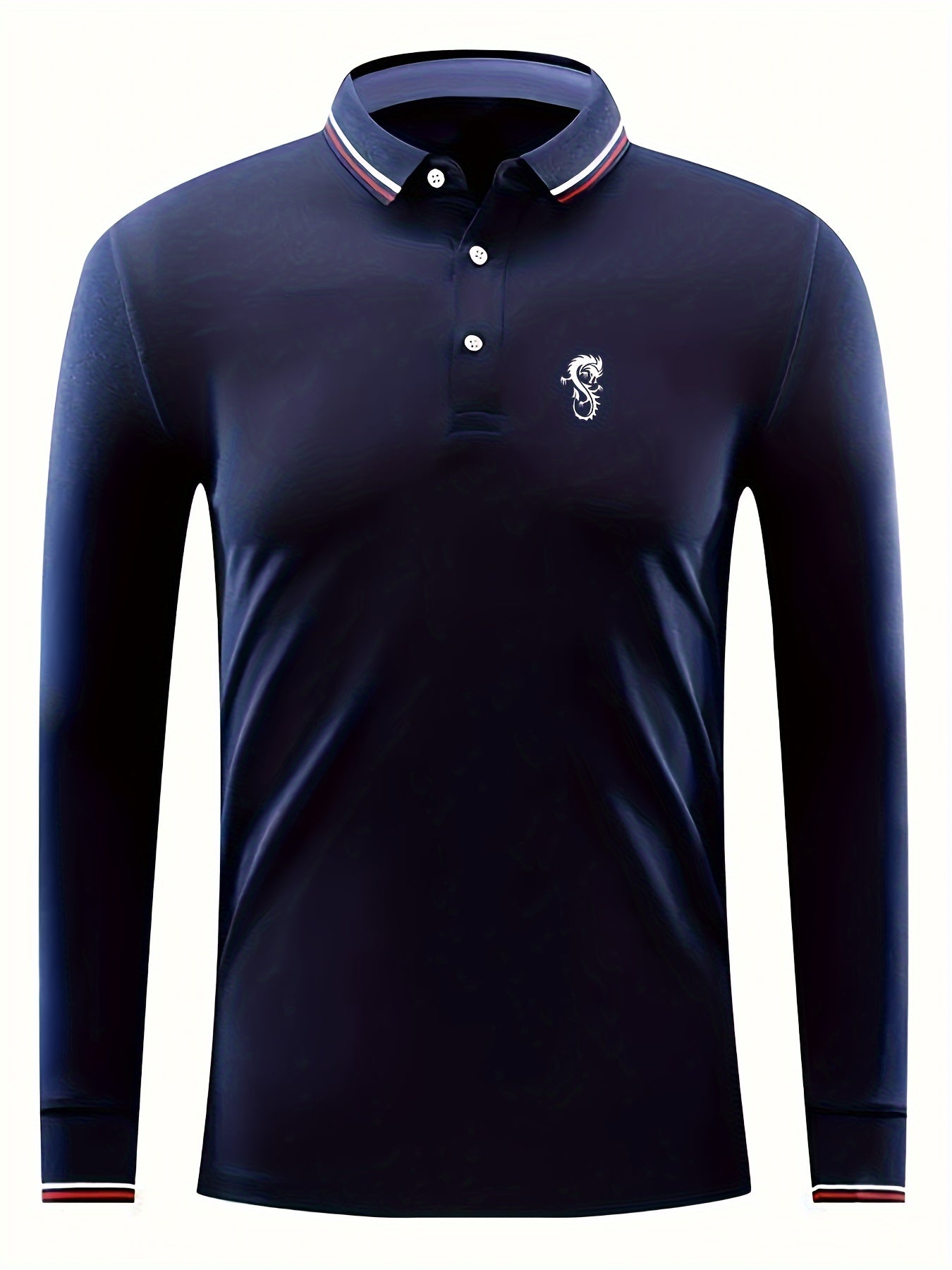 Dragon Print Men's Long Sleeve Lapel Sports Shirt