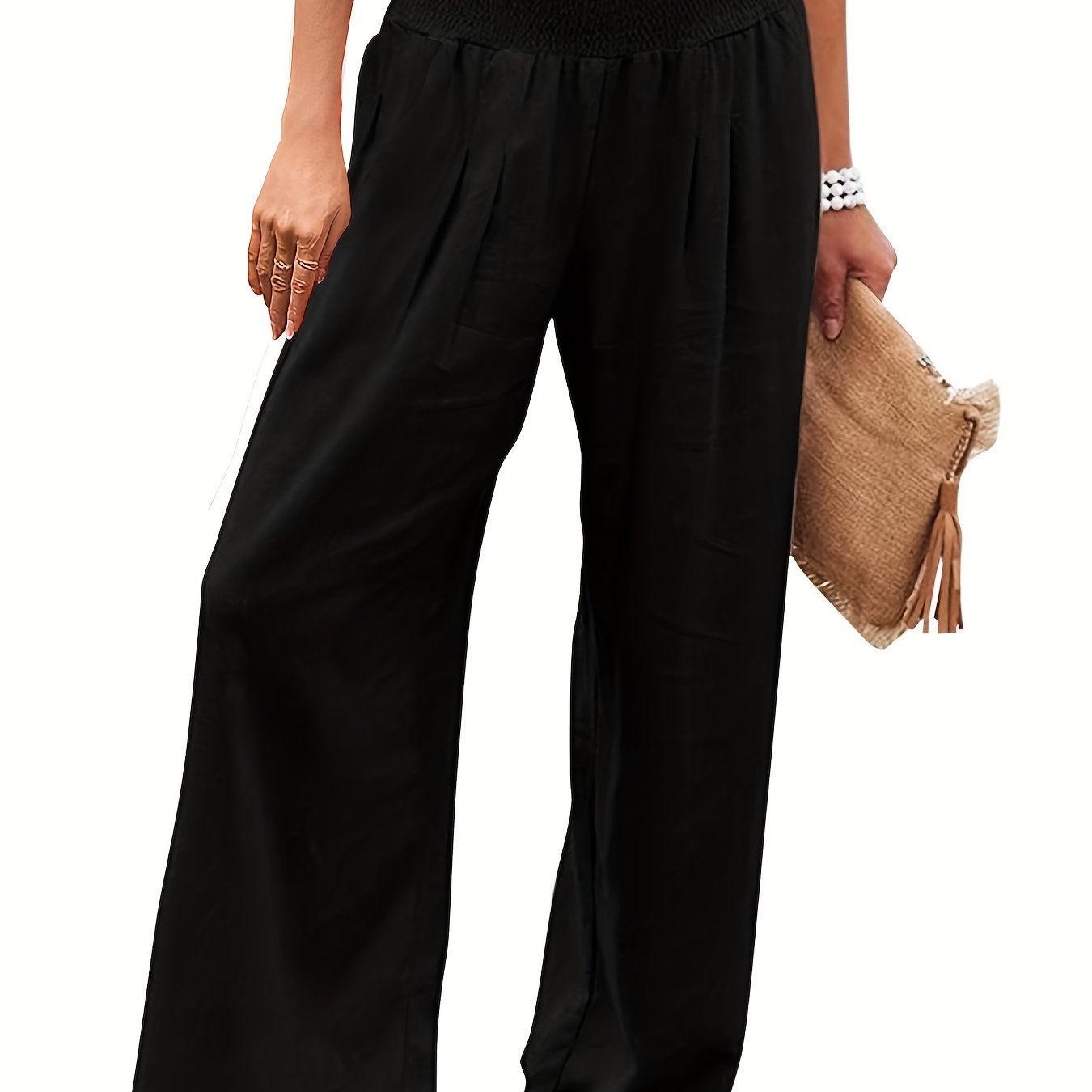 Smocked Waist Wide Leg Pants for Spring & Summer