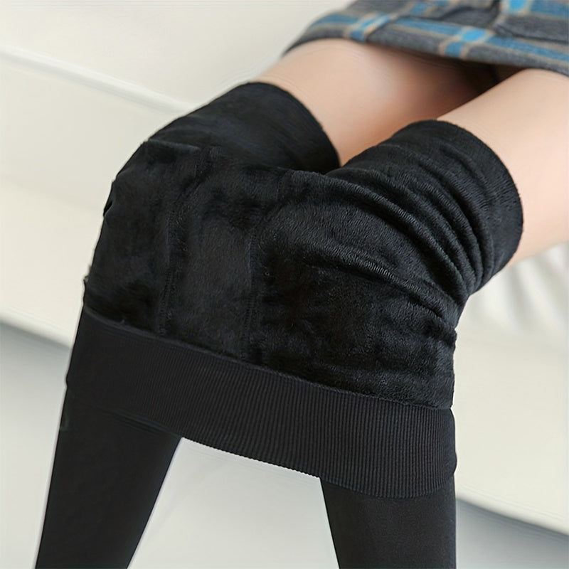 Fuzzy Thermal Footless Tights Plush Lined Leggings Women's Stockings