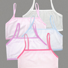 5pcs Girls Polka Dot Print Bras Soft Comfort Bralette Underwear