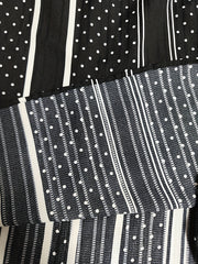 Colorblock Stripe & Dot Print Ruffle Trim V Neck Top
