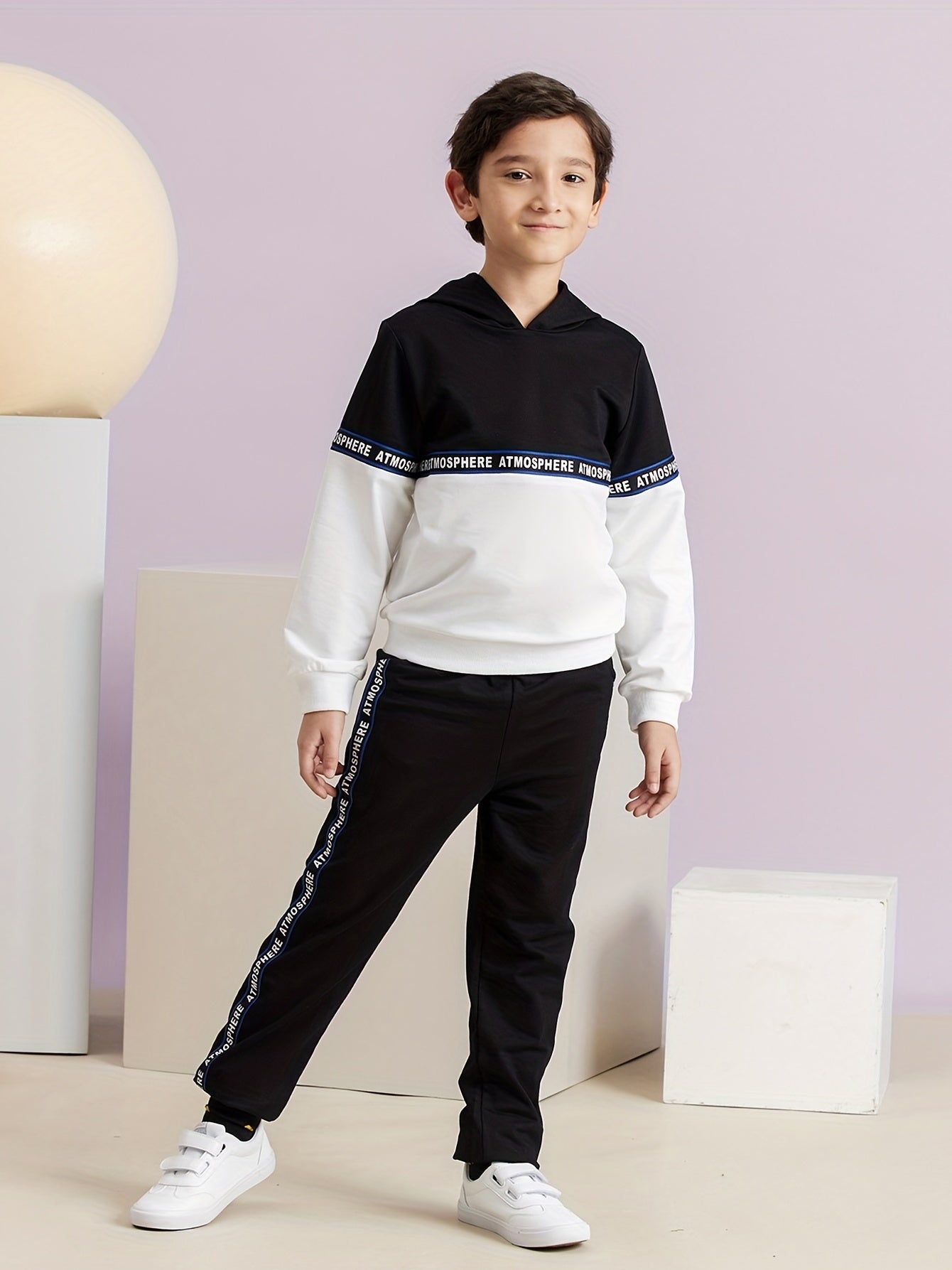 Boys 2pcs Letter Print Hoodie & Sweatpants Set Outdoor Spring And Autumn