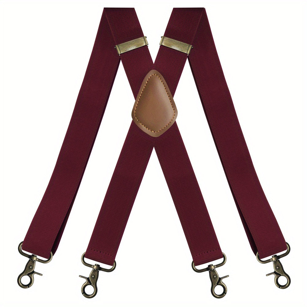 Men's Adjustable Elastic Suspenders Trouser Braces 3X back 4 Snap Hooks