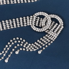 Crystal Chain Belts For Women Rhinestone O Ring Waistband Belt For Dress