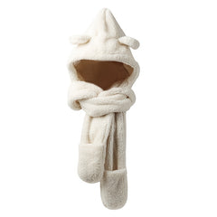 Winter Warm Rabbit Ears Hat Gloves Scarf Set