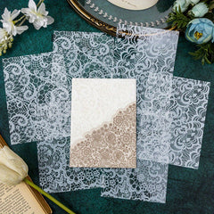 6pcs Flowers Lace Stickers Ink Pet Decorative Collage Material