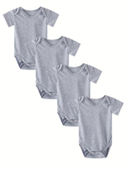 4pcs Baby Girls & Boys Short Sleeve Onesie Set Clothes