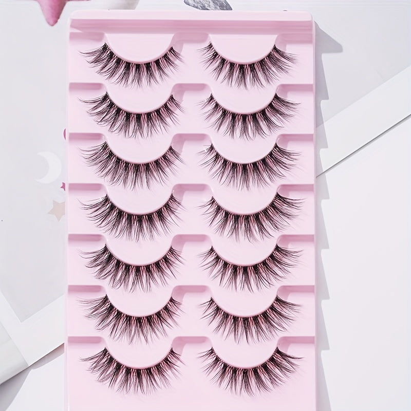 7 Pairs Fishtail False Eyelash Natural Fiber Long False Eyelashes 14mm