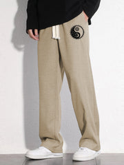 Tai Ji Pattern Mopping Pants Men's Casual Stretch Waist Joggers