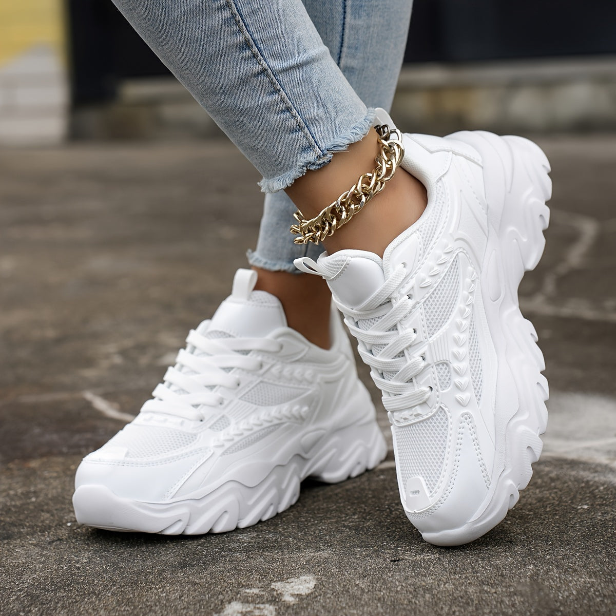 Women's Breathable Heighten Chunky Sneakers Casual Lightweight Running Shoes