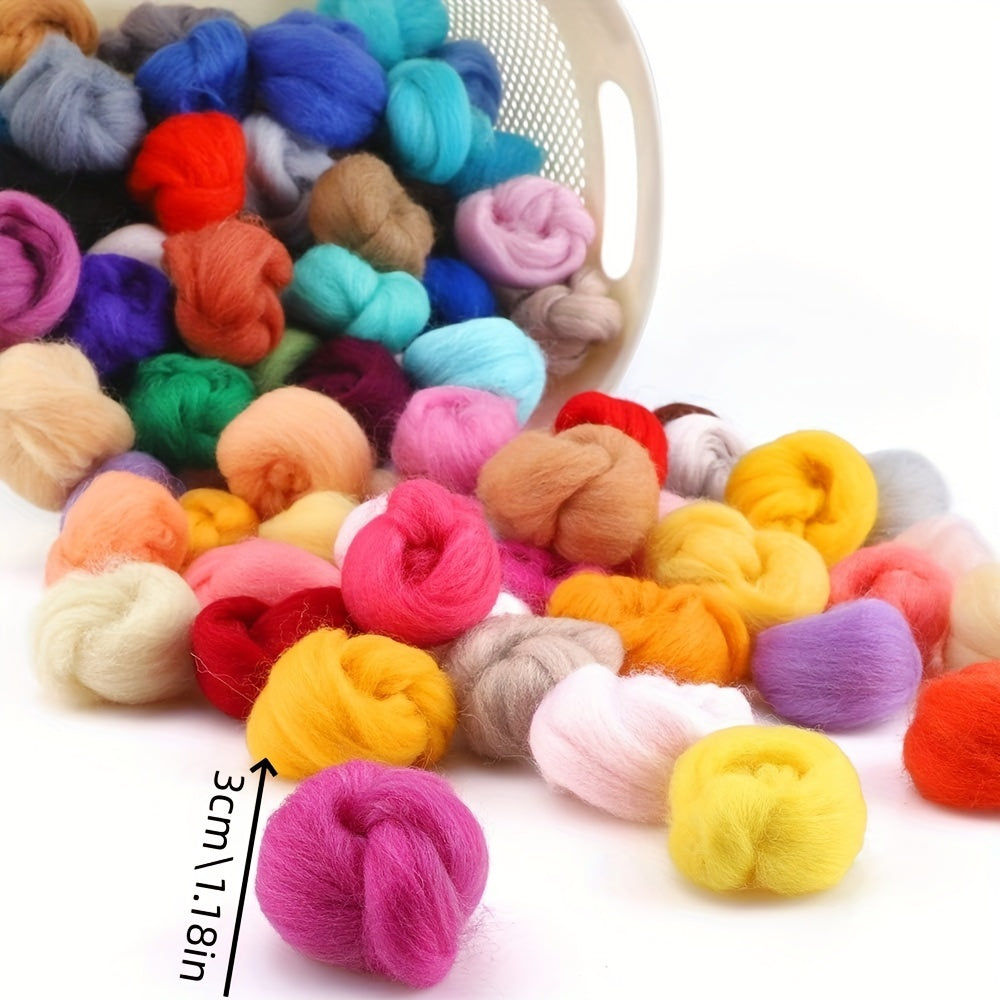 24pcs Needle Felting Wool Roving for DIY Craft Materials Spinning Blending