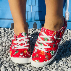Women's Red Christmas Sneakers Non-Slip Soft Lightweight Shoes