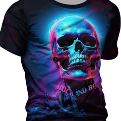 Rock And Roll Skull 3D Print Men's Graphic T shirt Short Sleeve Pullover Tops