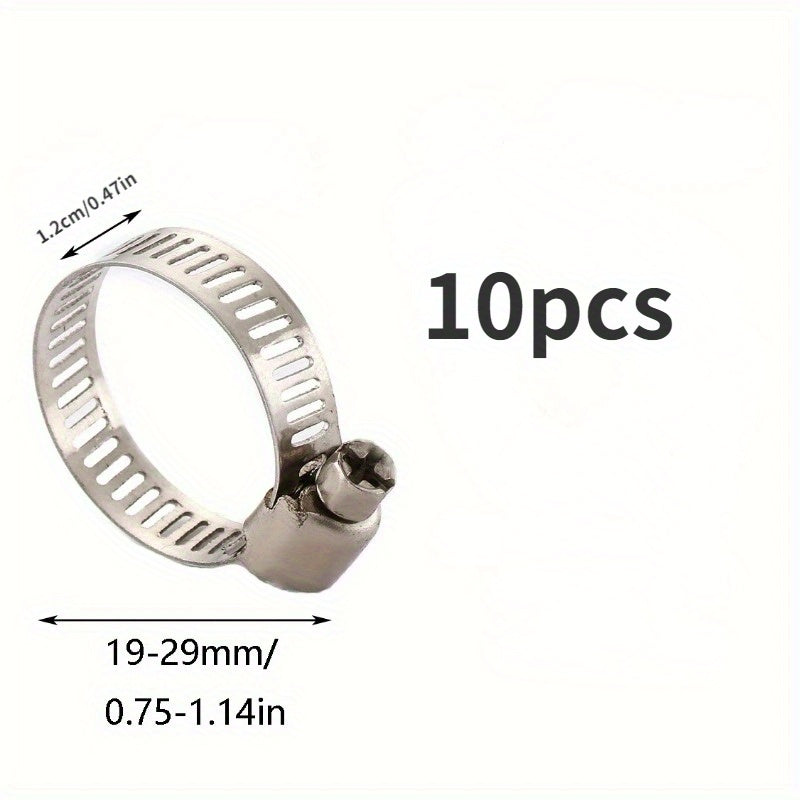 10pcs Stainless Steel Hose Clamp For Water Gas Automotive Mechanical Hose