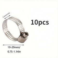 10pcs Stainless Steel Hose Clamp For Water Gas Automotive Mechanical Hose