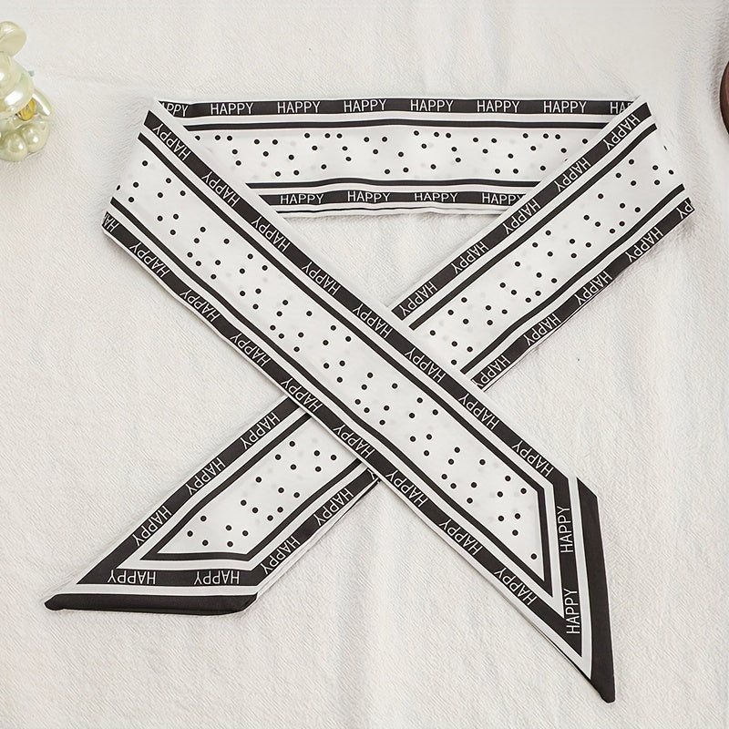 Happy Dot Print Skinny Scarf Silky Long Ribbon Neckerchief