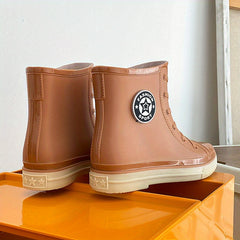 Women's Lace Up Rain Boots Waterproof Short Boots