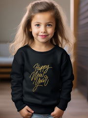 Girls Happy Year Pattern Crew Neck Sweatshirt Spring Fall Gift