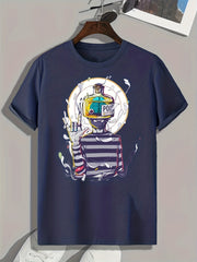 Men's Creative Cartoon Print Tee for Summer