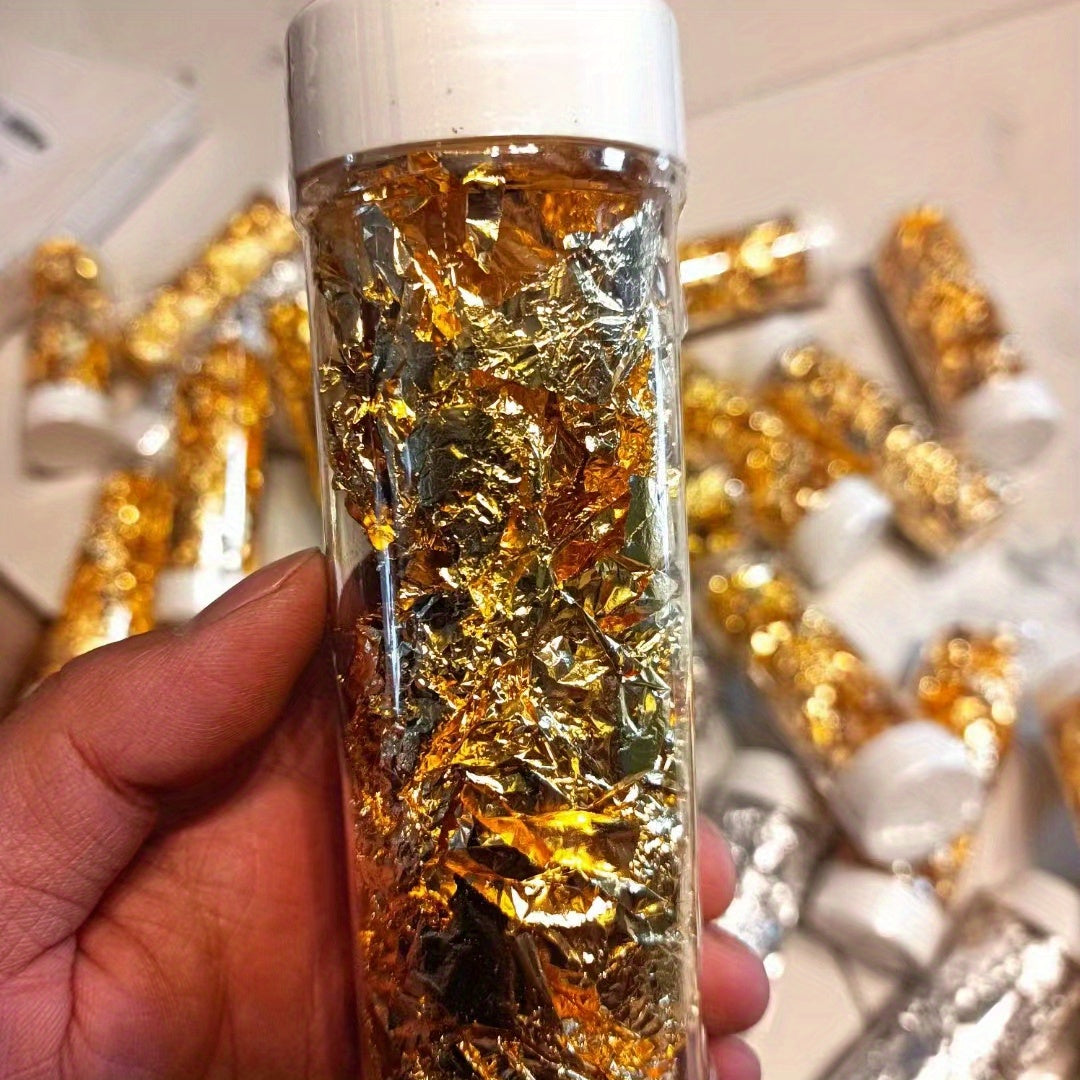 1pc 2g Golden Foil Silver Rose Cake Decoration Nail Art Crushed Mousse Poin