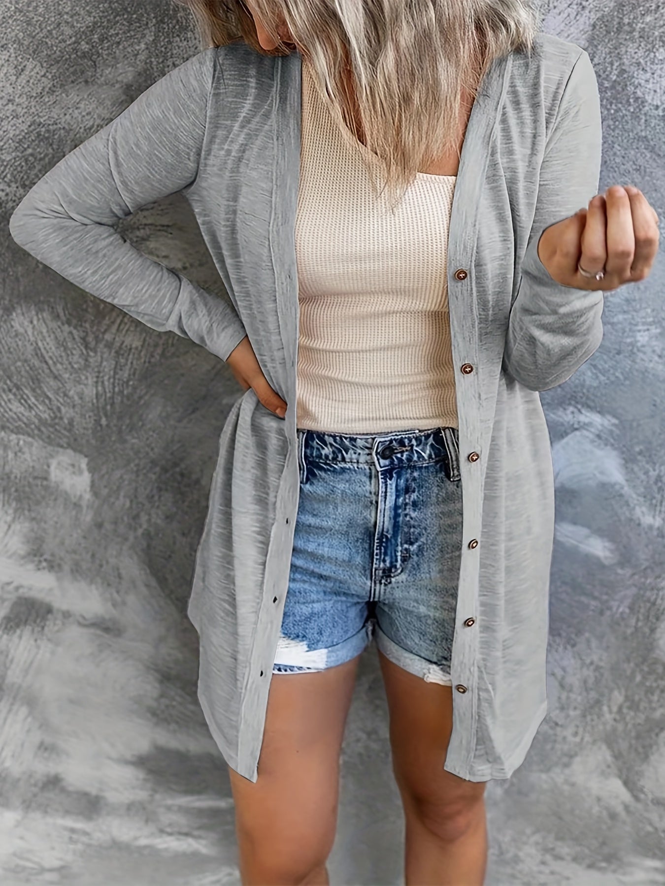 Casual Cardigan Women's Button Up Long Sleeve Cardigan