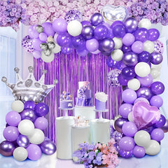 109pcs Purple Sequin Latex Balloon Set Holiday Gathering Shooting Props