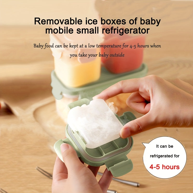 3pcs Portable Baby Food Box with Microwave Cooking Ice Tray and Sealed Seasoning