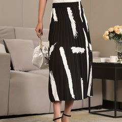 Print Pleated Skirts Random Printing High Waist Women's Clothing