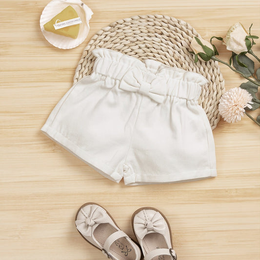 Baby Girls Bow Ruffle Elastic Waist Shorts