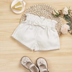 Baby Girls Bow Ruffle Elastic Waist Shorts