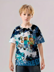 3D Print Boy's Casual Tees Short Sleeve Crew Neck T shirt Kids Summer Sports