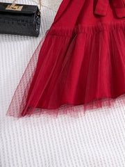 Kid Girls' Ruffle Tunic Dress With Tulle For Party Outing Kids Clothing