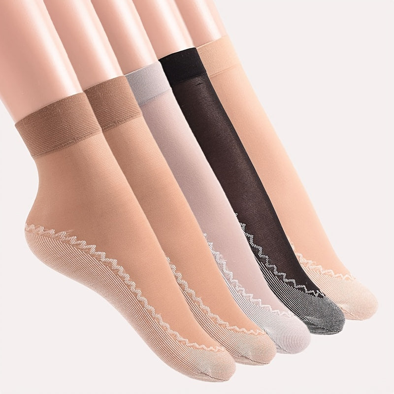 5 Pairs Lace Mesh Socks Thin Breathable Non slip Stockings