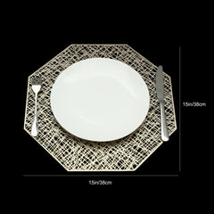 6pcs Plastic Placemats Octagonal Messy Silk PVC Non-slip Heat Insulation Mat