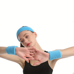 Sports Wrist Guard & Wrist Headband Set for Yoga Fitness Running