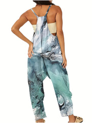 Women's Plus Floral Print V Neck Cami Jumpsuit