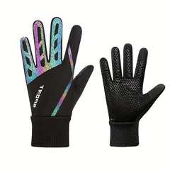 Autumn Winter Warm Touch Screen Gloves Reflective Stripe