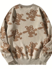 Men's Bear Pattern Pullover Sweater & Warm Couple Clothing