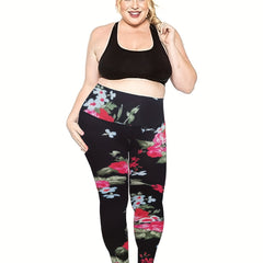 Floral Print Yoga Leggings Tummy Control
