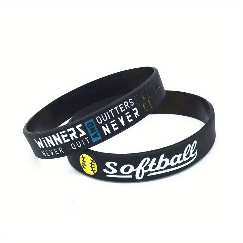 Stylish Unisex Softball Letter Graphic Silicone Bracelet