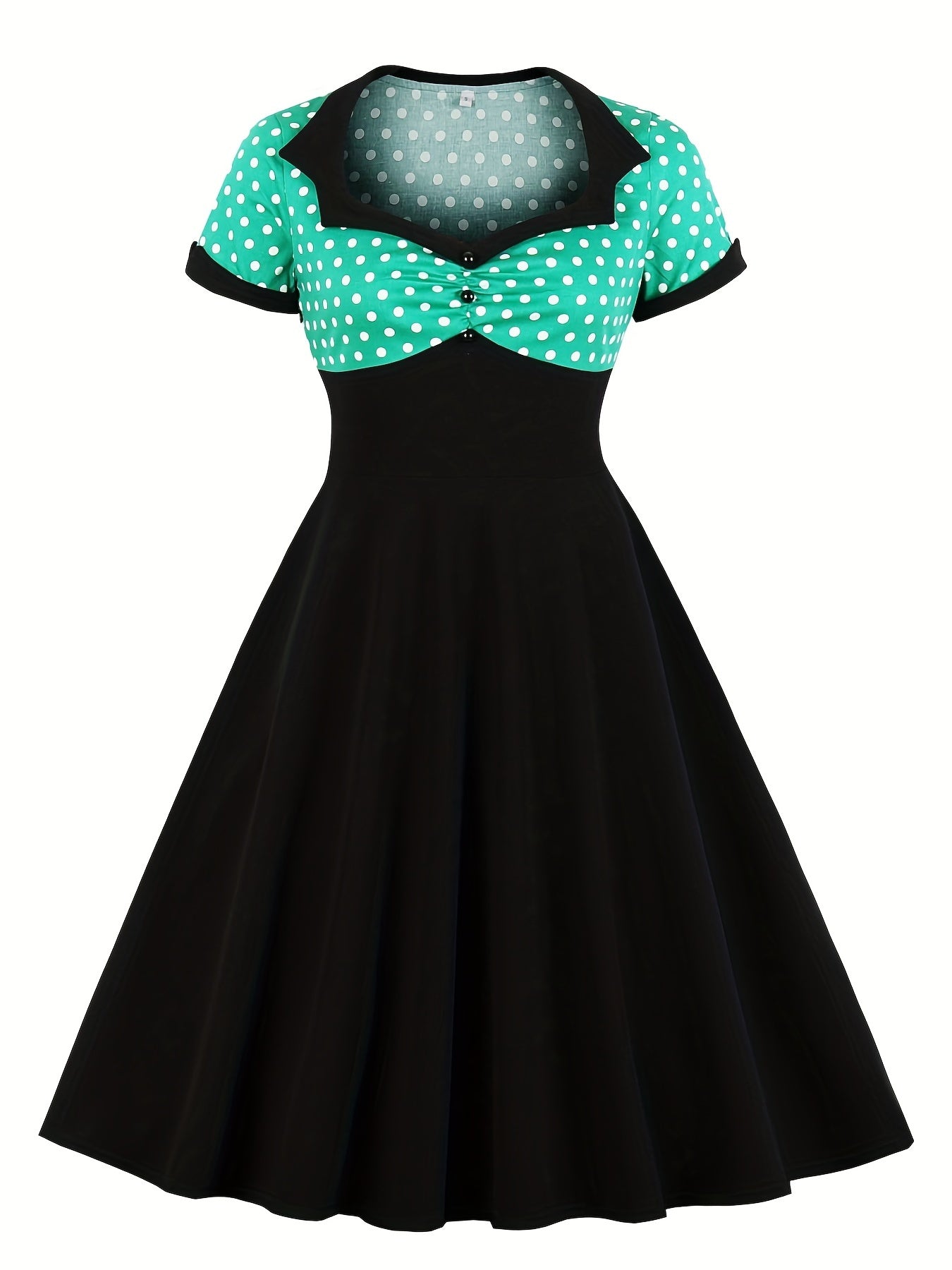 Women's Plus Colorblock Polka Dot Print Sweetheart Neck A line Occasion Dress