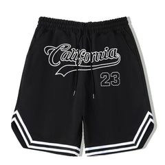 California 58 Solid Stripe Shorts Men's Comfy Elastic Waist Drawstring Shorts